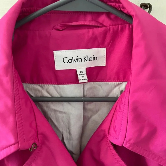 Calvin Klein hot pink utility trench coat with belt size 14 - Picture 5 of 13